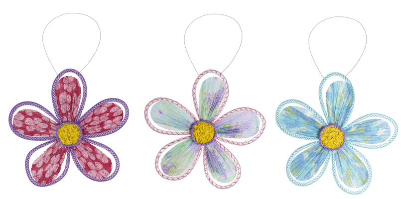 Hand Painted Very Large Flower Ornaments 11'' Set of 3 Super Colors