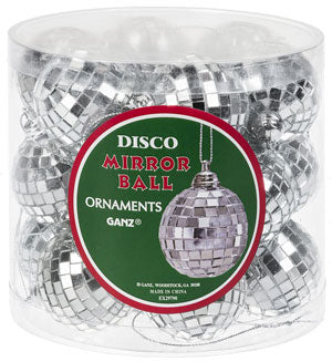 Silver Mirror Disco Ornaments 18 Count