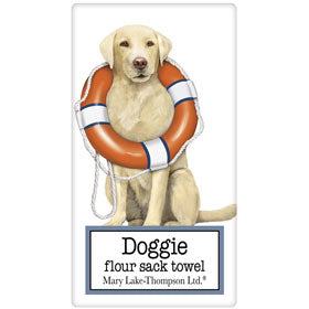 Yellow Lab With Life Ring Dish Towel