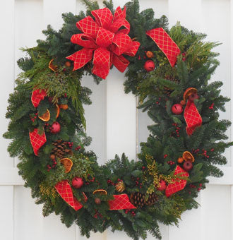 Large Christmas Wreath With Red Bow