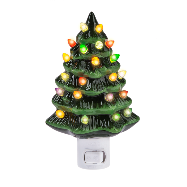 tree night light with christmas lights
