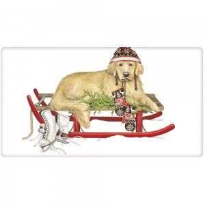Golden Retriever Sled Dish Towel