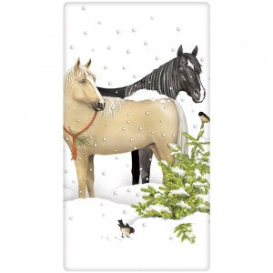 Horses in the Snow Dish Towel