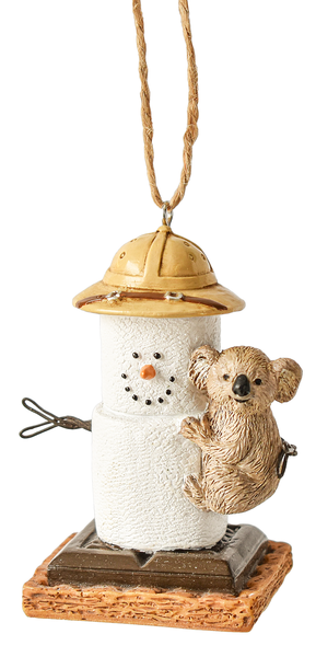smores ornament with koala and safari hat