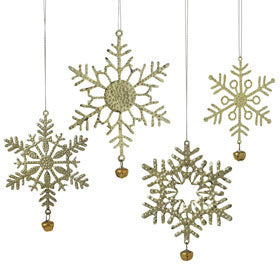 Seasons of Cannon Falls Set 4 Gold Snow Flakes