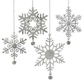 Seasons of Cannon Falls Set 4 Silver Snow Flakes