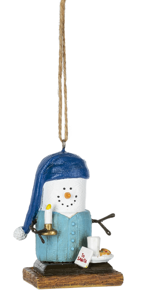 smore with candle, cookies, milk, and letter to santa