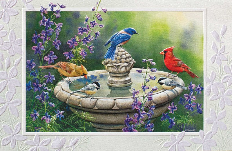 Bird Bath Birthday Card