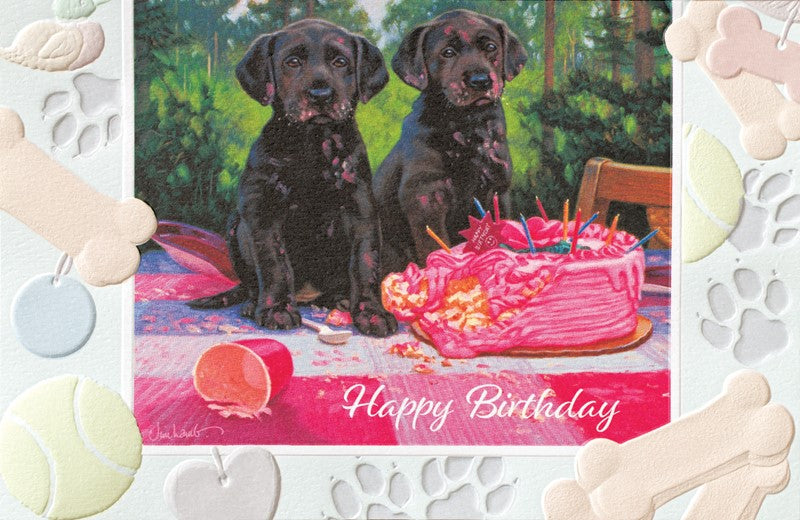 Black Lab Puppies Birthday Card