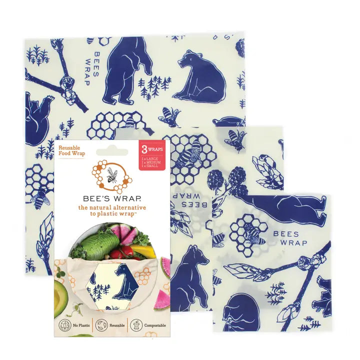Beeswax Wraps Blue Honeycomb Assorted