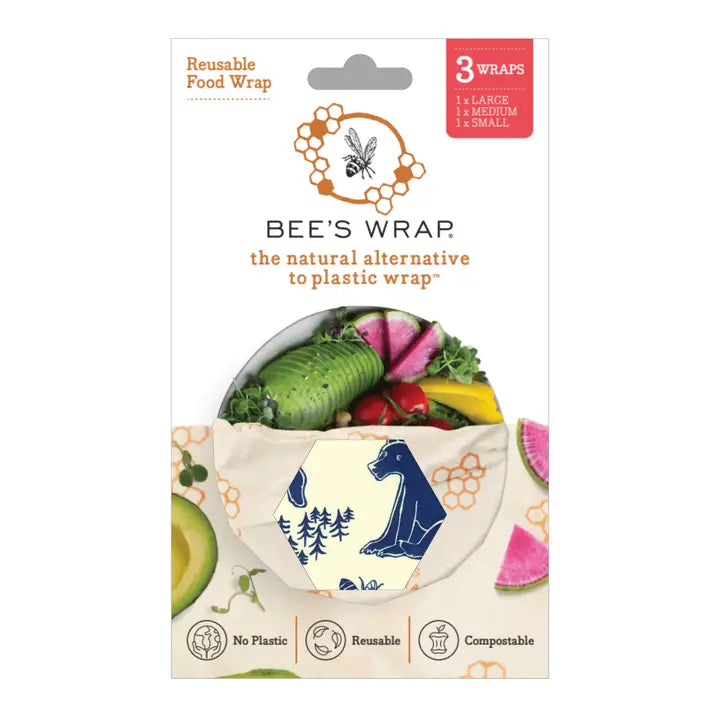 Beeswax Wraps Blue Honeycomb Assorted