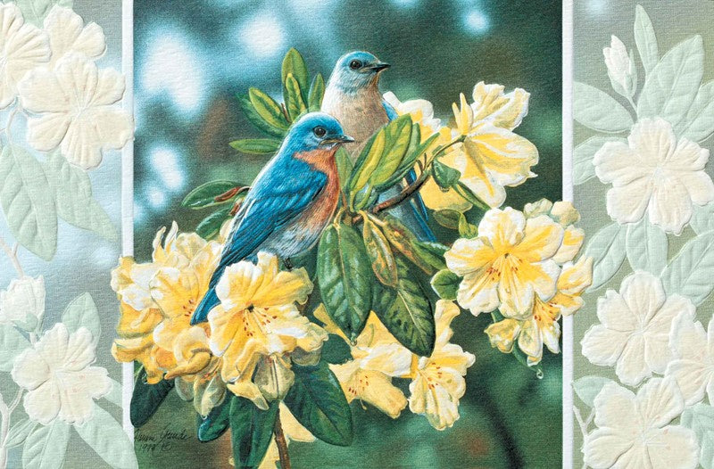 Bluebirds In Flowers Get Well Greeting Card