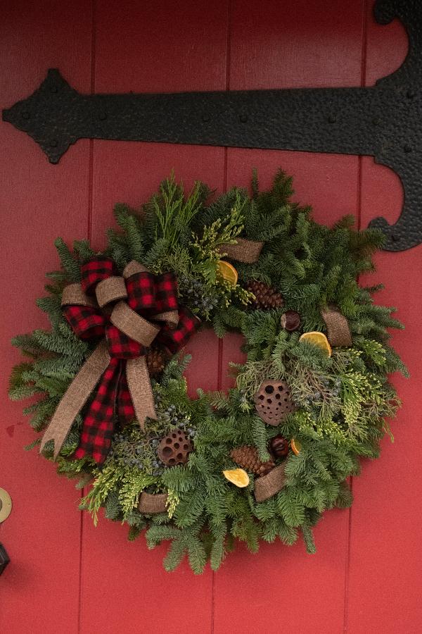 Christmas Wreath Noble Fir Alaskan Bear Plaid