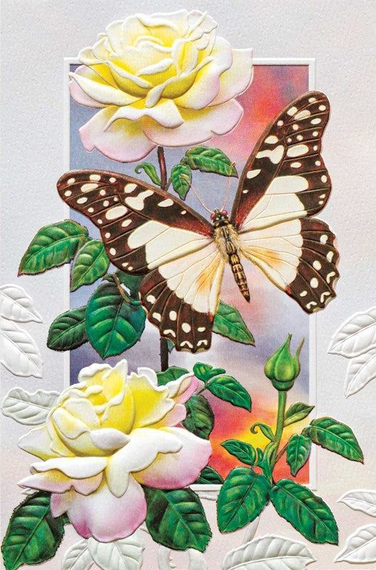 Butterfly in Flowers Birthday Card
