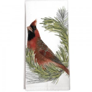 Cardinal On Branch Dish Towel