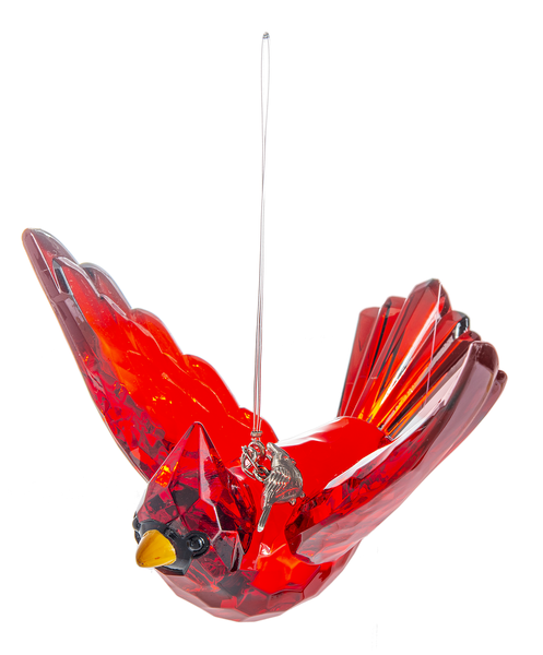 Cardinal In Flight Crystal Ornament