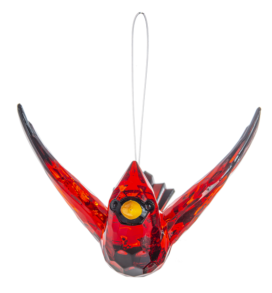 Cardinal In Flight Crystal Ornament