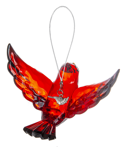 Cardinal In Flight Crystal Ornament