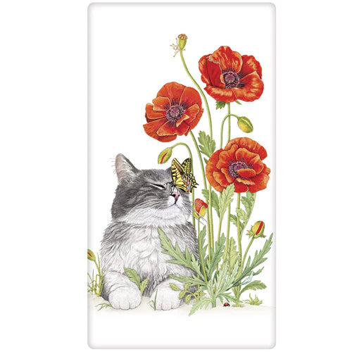Cat Poppy Dish Towel