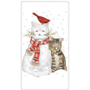 Cat Snowman Dish Towel