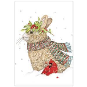 Bunny Cardinal Christmas Dish Towel