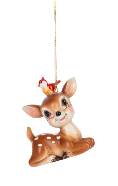 Deer Ornament with Bird