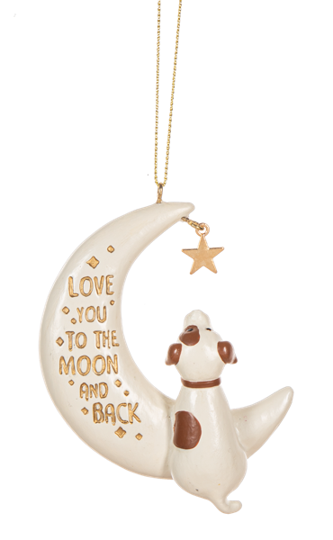 Dog on The Moon Ornament