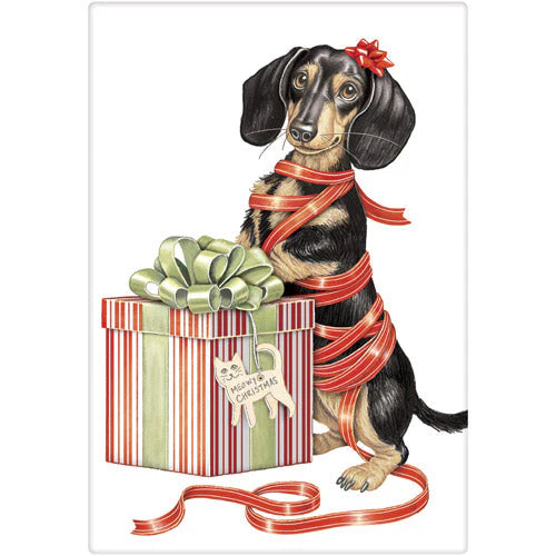 Doxie Wrapped Gift Dish Towel