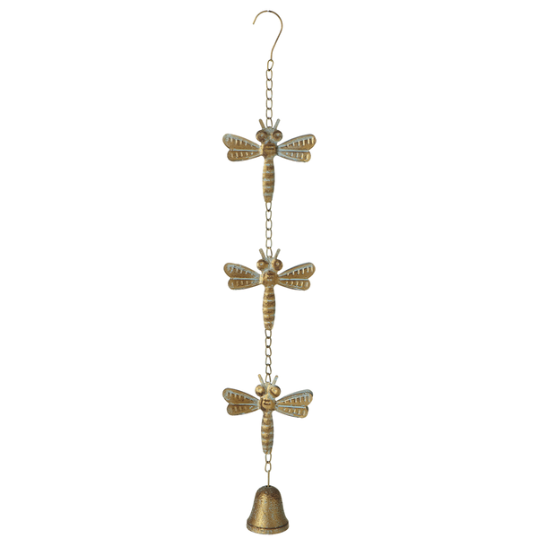 Gold Patina Dragonfly Wind Chime