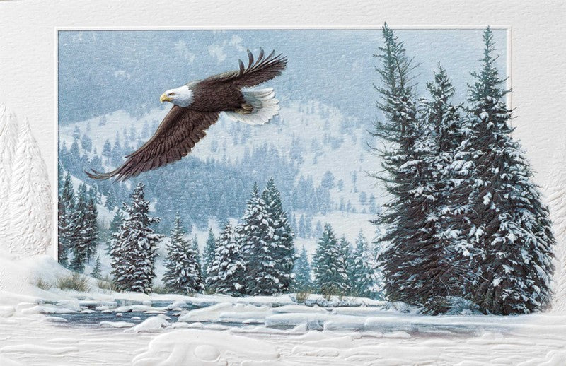 Eagle in Snow Greeting Cards
