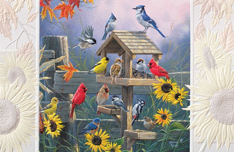 Fall Birds Gather Birthday Card