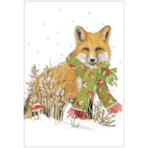 Fox Mushroom Winter Scarf Dish Towel