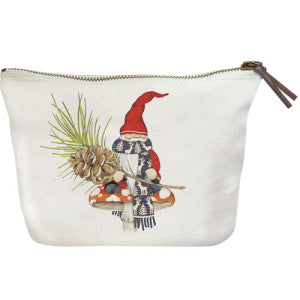 Gnome Toadstool Winter Canvas Pouch