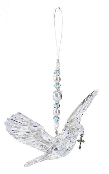 Hanging Crystal Dove With Cross