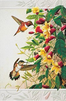Hummingbirds and Flowers Birthday Card