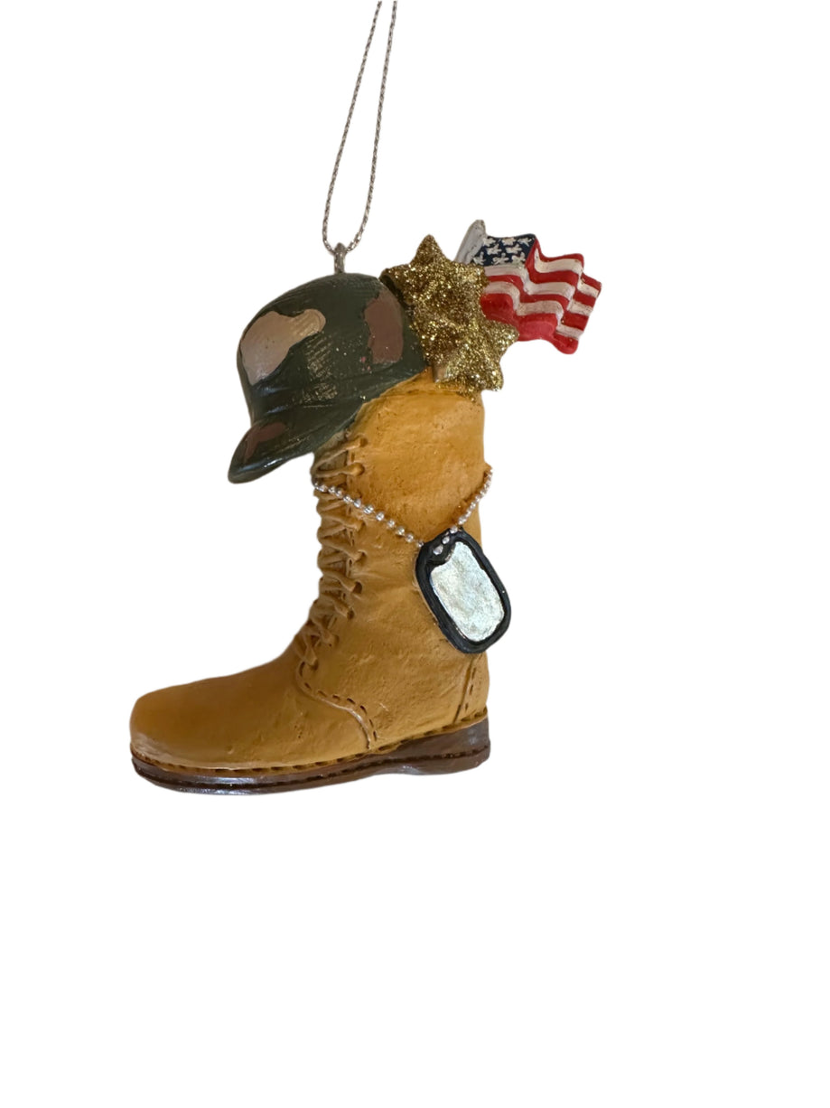 Tan Military Boot Ornament