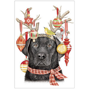 Lab Deer Ornaments Dish Towel