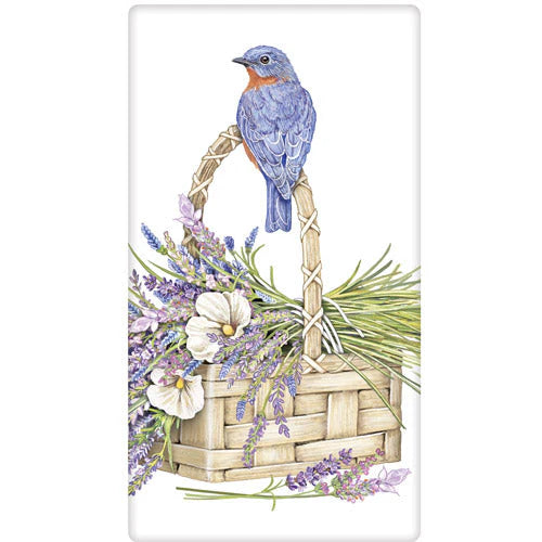 Blue Lavender Basket Dish Towel
