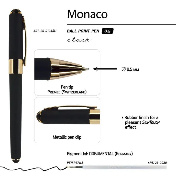 Monaco Ball Point Matte Black Pen