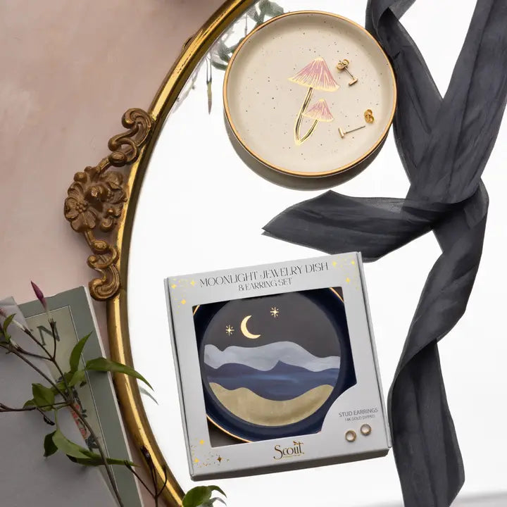 Moonlight Midnight Jewelry Dish With Earrings