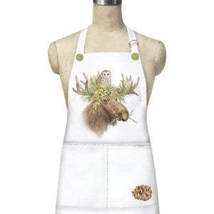 Moose And Owl With Pine Cones Apron