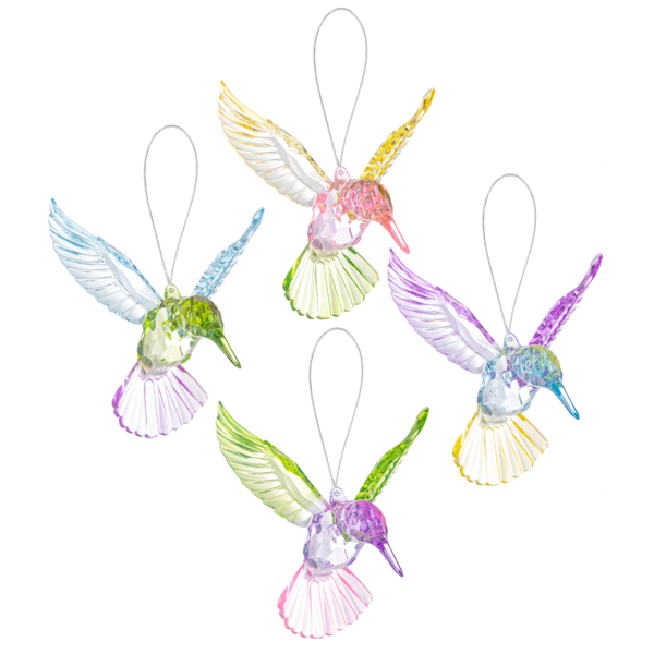 Springtime Hummingbird Crystal Ornament