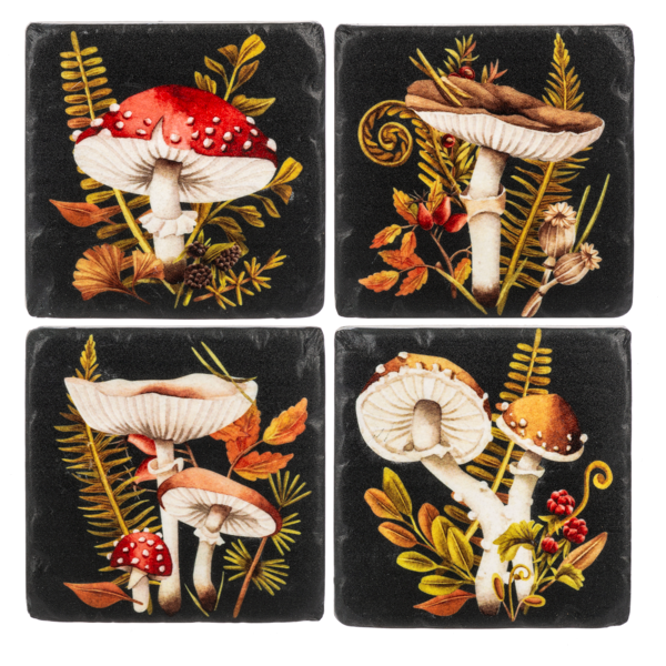 Dark Mushroom Botanical Coasters