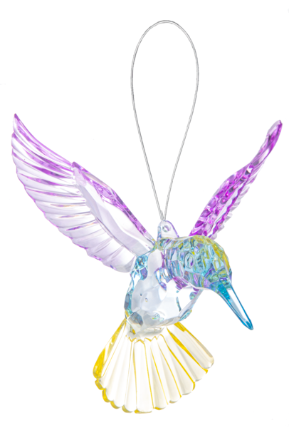 Springtime Hummingbird Crystal Ornament