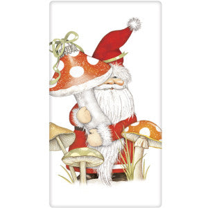 Santa Gnome Toadstool Dish Towel