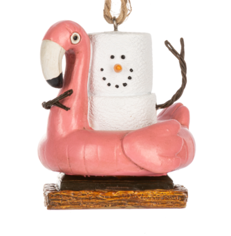 S'mores Pink Flamingo Pool Ornament 2024