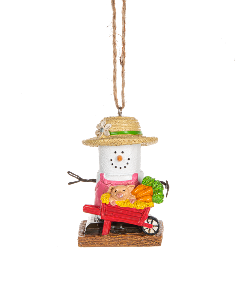 S'mores Farmer in Pink Ornament