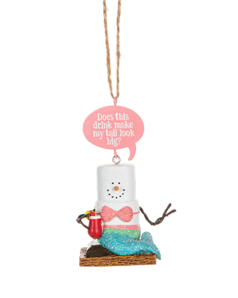 S'mores Mermaid with Drink Ornament 2023