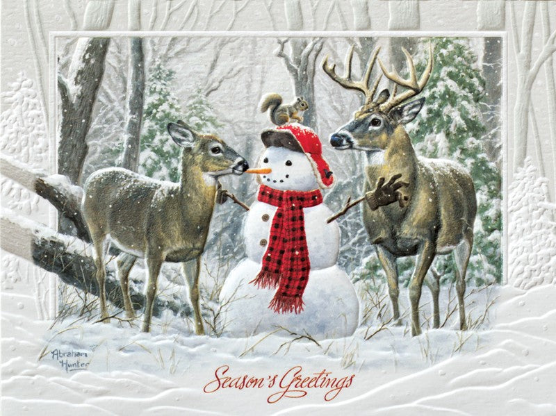 Snowman and Deer Greeting Card