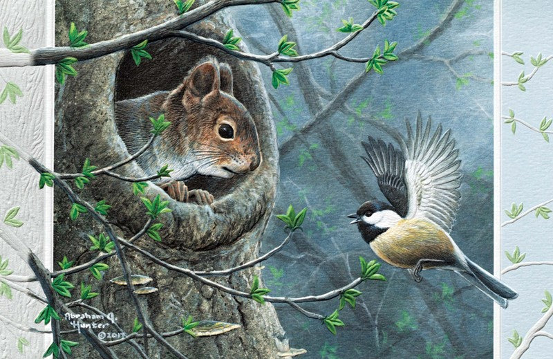 Squirrel and Chickadee Thinking of You Card